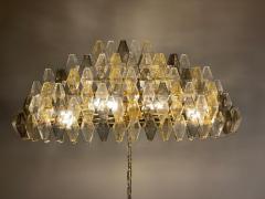 Oval Shape Amber and Grey Poliedri Murano Glass Chandelier or Ceiling Light - 4660177