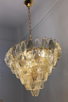 Oval Shape Amber and Grey Poliedri Murano Glass Chandelier or Ceiling Light - 4660178