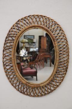 Oval Wall Mirror in Bamboo Italy 1960s by Franco Albini - 3914561