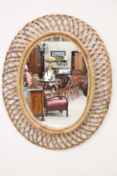 Oval Wall Mirror in Bamboo Italy 1960s by Franco Albini - 3914565