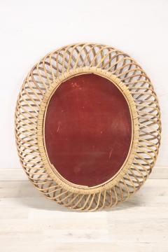 Oval Wall Mirror in Bamboo Italy 1960s by Franco Albini - 3914566