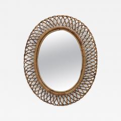 Oval Wall Mirror in Bamboo Italy 1960s by Franco Albini - 3917291