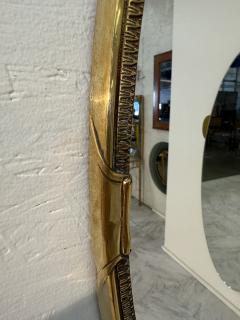 Oval Wall Mirror with Decorative Brass Frame 1970s - 4290542