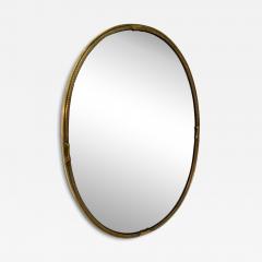 Oval Wall Mirror with Decorative Brass Frame 1970s - 4290701