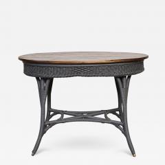 Oval Wicker Table with Oak Top - 3436166