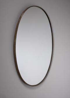 Oval brass mirror with beaded decoration - 3264253