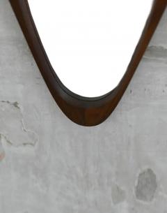 Oval mirror with wooden frame and leather cord details 1950s - 3999074