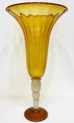 Over scale Murano Blown Glass Footed Vase Gold inclusions - 3954231