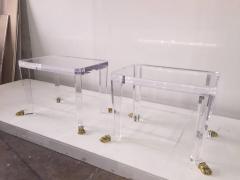 Over the Top French 80 s Lion Feet on Acrylic Side Tables - 4628088