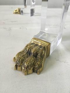 Over the Top French 80 s Lion Feet on Acrylic Side Tables - 4628125