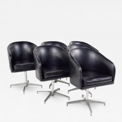 Overman Style Mid Century Black Vinyl Pod Occasional Lounge Chair Set of 6 - 2584328
