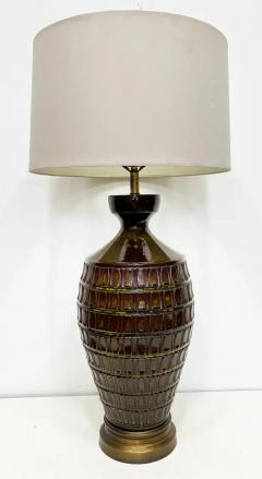 Overscale Glazed Mid century Modern Ceramic Table Lamps Pair - 4106753