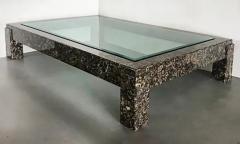 Overscale Marble Coffee Table with Inset Glass Top - 3507914