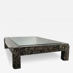 Overscale Marble Coffee Table with Inset Glass Top - 3527559