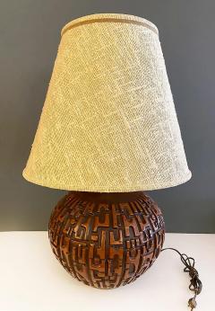 Overscale Mid century Modern Incised Brutalist Table Lamp - 4316834