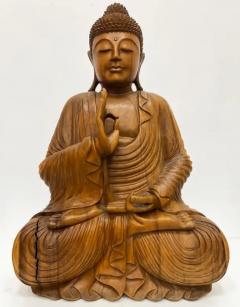 Overscale Vintage Hand Carved Asian Buddha Statue Vitarka Teaching Mudra - 3611875