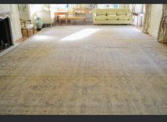 Oversize 19 century Beige Hand Knotted Kerman Rug or Carpet - 4804890
