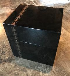Oversize Black Lacquer Box with Metal Inlay Italy 1940s - 921412