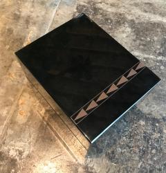 Oversize Black Lacquer Box with Metal Inlay Italy 1940s - 921415