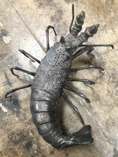 Oversize Lobster Sculpture in Pewter Made in Florence Italy for Teghini 1970s - 875569