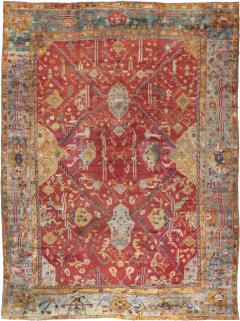 Oversized 19th Century Turkish Oushak Red Handwoven Wool Rug - 2464574