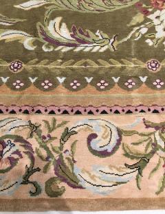 Oversized Antique Savonnerie Bold Botanic Green Hand Knotted Wool Carpet - 2455222