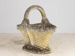 Oversized Basketweave Planter with Handle Concrete English 20th Century - 3948154