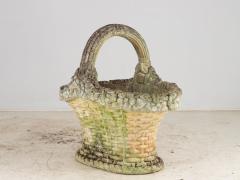 Oversized Basketweave Planter with Handle Concrete English 20th Century - 3948155