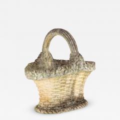 Oversized Basketweave Planter with Handle Concrete English 20th Century - 3949034