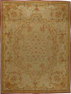 Oversized Savonnerie Antique Beige Handmade Wool Rug - 2450128