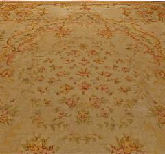 Oversized Savonnerie Antique Beige Handmade Wool Rug - 2450131