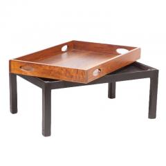 Oversized Walnut Butlers Tray Mid Century Modern on Custom Painted Pine Base - 2122113