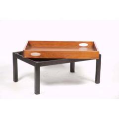 Oversized Walnut Butlers Tray Mid Century Modern on Custom Painted Pine Base - 2124623