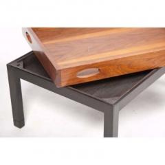 Oversized Walnut Butlers Tray Mid Century Modern on Custom Painted Pine Base - 2124624