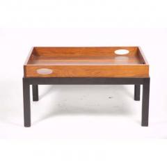 Oversized Walnut Butlers Tray Mid Century Modern on Custom Painted Pine Base - 2124627