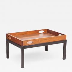 Oversized Walnut Butlers Tray Mid Century Modern on Custom Painted Pine Base - 2125921