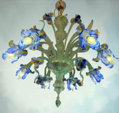 Overwhelming Iris Blue Flower Murano Glass Chandelier - 4701182