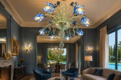 Overwhelming Iris Blue Flower Murano Glass Chandelier - 4701186