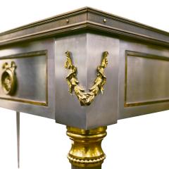 P E Guerin P E Guerin Artisan Desk in Stainless Steel with Brass Accents c 1950 signed  - 2742368