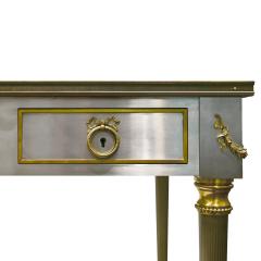 P E Guerin P E Guerin Artisan Desk in Stainless Steel with Brass Accents c 1950 signed  - 2742373