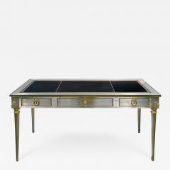 P E Guerin P E Guerin Artisan Desk in Stainless Steel with Brass Accents c 1950 signed  - 2747615