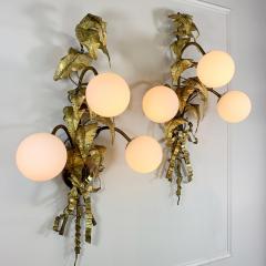 P Mas Rossi Pair of Signed P Mas Rossi Naturalistic Leaf Wall Lights - 3042129
