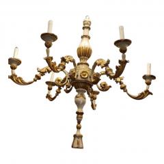 PAIR 18TH C TUSCANO PAINTED GILT WOOD 6 LITES CHANDELIERS - 795528