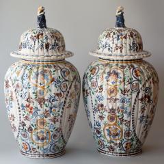 PAIR OF 19TH CENTURY FAIENCE BALUSTER LIDDED VASES - 3550716