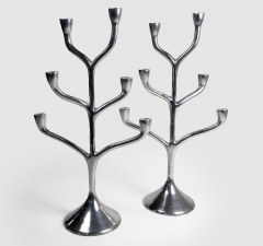 PAIR OF 6 CANDLES CANDELABRA Danish work 1970 - 4614125