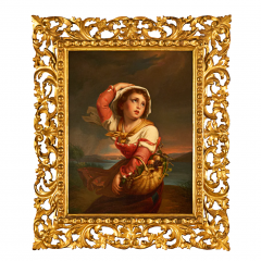 PAIR OF ANTIQUE OIL ON CANVAS PAINTINGS DEPICTING A SHEPHARD BOY AND GIRL - 3565796