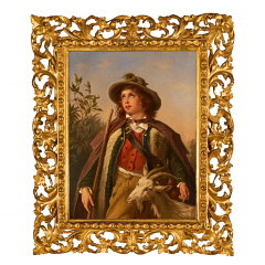 PAIR OF ANTIQUE OIL ON CANVAS PAINTINGS DEPICTING A SHEPHARD BOY AND GIRL - 3565808