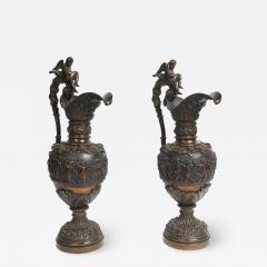 PAIR OF BRONZE PATINATED FRENCH RENAISSANCE STYLE EWERS - 3088704