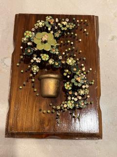 PAIR OF BRUTALIST ENAMEL FLOWER NAIL ART WALL ART - 2811309