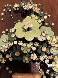 PAIR OF BRUTALIST ENAMEL FLOWER NAIL ART WALL ART - 2811574